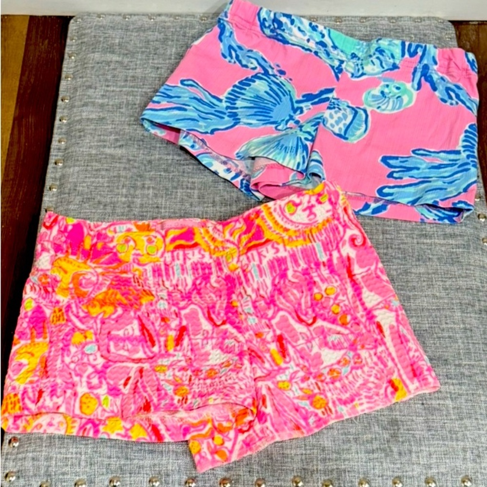 Lilli Pulitzer Girls Shorts 2-Pack: Pink Little Liza Sun & Callahan. Size: 10